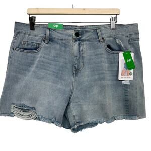 Dip Women's Size 18W Mid Rise Denim Cut-Off Light Blue Shorts New